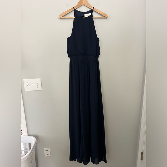 BHLDN Cayenne Midnight Navy Blue High Neck Maxi Dress Gown - Picture 3 of 8